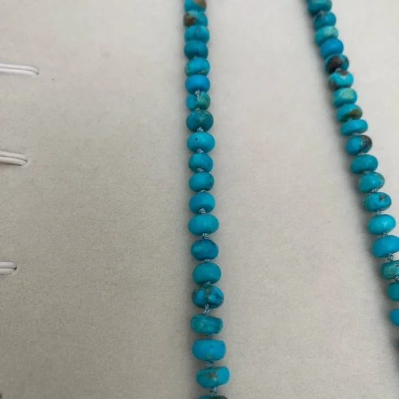 Turquoise Bead Necklace with Silk Thread Hand Knotted - Picture 4 of 8